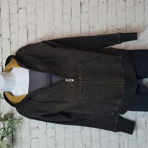 Eddie Bauer Wool Blend Hoodie  Black with Yellow Undertones and lining.  Medium